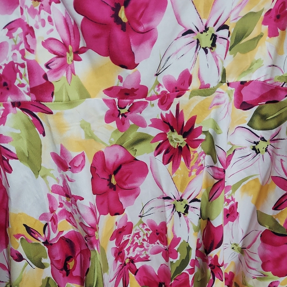 Sleeveless Pink Floral Fit-and-Flare Dress - Picture 7 of 13